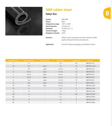 8 mm - NBR SATYR 70 E - Guma olejoodporna szerokość 1200/1400 mm z wkładką i bez (-30°/+90°C)
