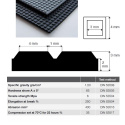 3 mm - Wykładzina gumowa ryflowana SBR 65°Sh, szerokość 1200 mm -30°/+70°C - piramida