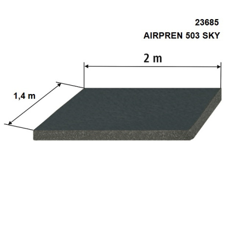 50 mm - AIRPREN 503 SKY - Płyta 1,4x2 m z warstwą PVC, klejona od spodu, wymiary. Hmm. 25 kg/m3 (-70°/+110°C) 50 mm - AIRPREN 503 SKY - Płyta 1,4x2 m z warstwą PVC, klejona od spodu, wymiary. Hmm. 25 kg/m3 (-70°/+110°C)