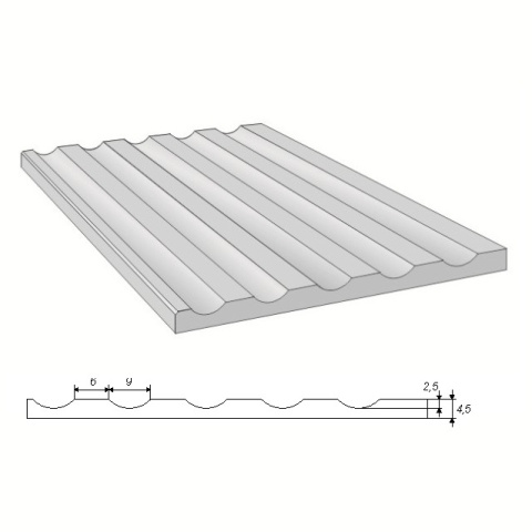 5 mm - Wykładzina gumowa ryflowana SBR 70°Sh, grubość 5 mm, szerokość 1200 mm