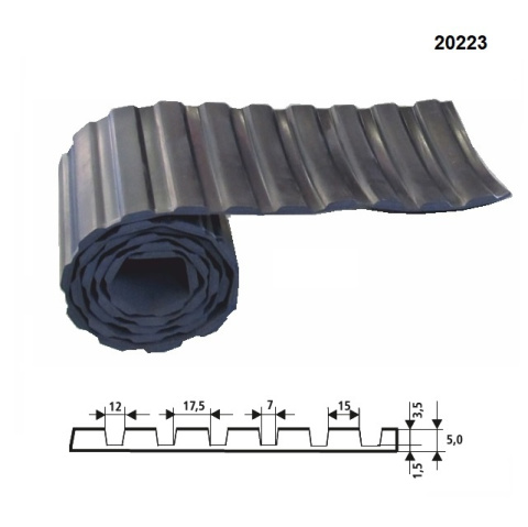 5 mm - Wykładzina gumowa ryflowana SBR 70°Sh, grubość 5 mm, szerokość 1200 mm 5 mm - Wykładzina gumowa ryflowana SBR 70°Sh, grubość 5 mm, szerokość 1200 mm