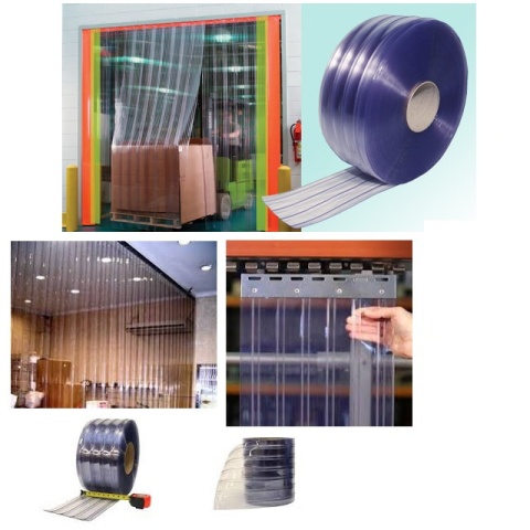 3 mm -FOLIA WISZĄCA PVC RYFLOWANA - Taśma transparentna 2 do 3 mm, szerokość 200 / 300 mm (-15° / +50° C)