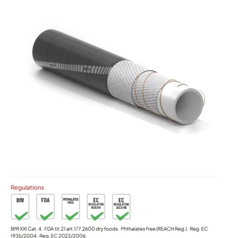 102 mm - DON FDA -Wąż tłoczny do produktów spożywczych luzem - 6 BAR